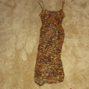 Cheetah long mesh bodycon dress